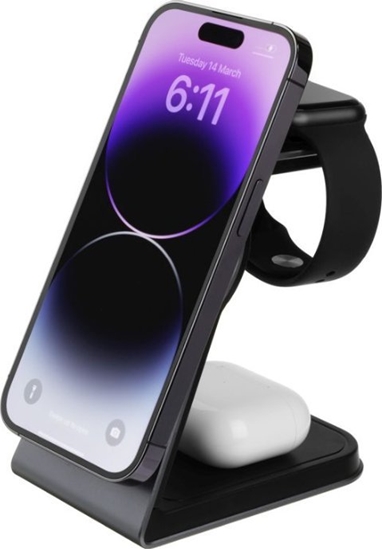 Изображение Podstawka Poprawiono | Podstawka MagPowerstation ALU z adowaniem bezprzewodowym 3 w 1 | FIXMPOS-AL-GR