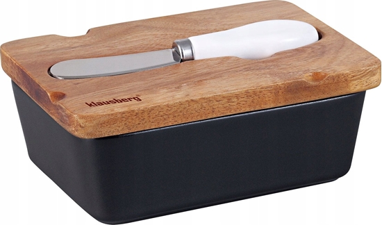 Picture of PORCELANOWA MASELNICZKA Z NOYKIEM POKRYWKA AKACJA KLAUSBERG KB-7784 CZARNA