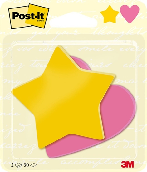 Picture of Post-It 3M Karteczki samoprzylepne Post-it®, Gwiazdka i Serduszko, 70x72mm, 2x30 kart.