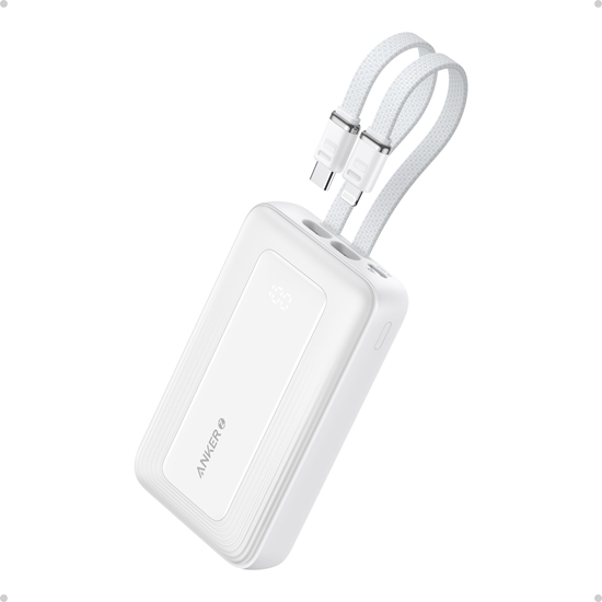 Picture of Anker | Power Bank | A1680H21 | 10000 mAh | USB-C 30W, Lightning 27W | Built-In USB-C and Lightning Cables | White