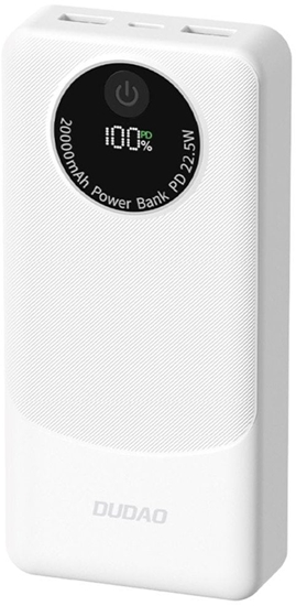 Picture of Powerbank Dudao K12Pro 22.5W PD 20000mAh USB-A, USB-C - baltos spalvos