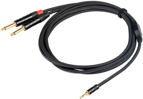 Picture of PROEL 3.5mm stereo male - 2 x 6.3mm mono male, 5m, black