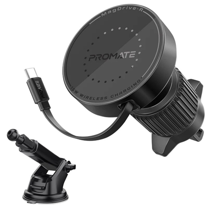 Picture of Promate MagDrive-R 2-in-1 MagSafe Wireless Car Charger 15W / USB-C