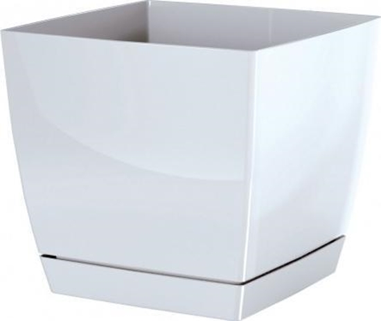 Изображение Prosperplast Doniczka z podstawk kwadratowa Coubi biaa 13,5x12,4cm
