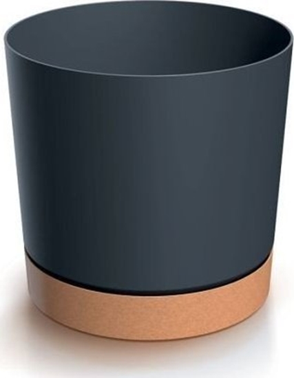 Изображение Prosperplast Doniczka z podstawk okrga antracyt Tubo 12,8 cm