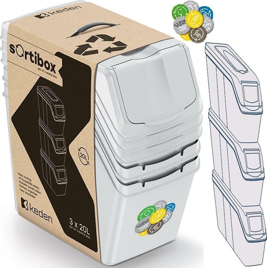 Picture of Prosperplast MIETNIK KOSZE NA MIECI 20 L SORTIBOX SET3 SZT. POPIELATY