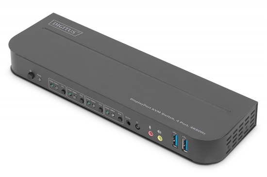Picture of Digitus KVM Switch, 4-Port, 4K60Hz, 4 x DP in, 1 x DP/HDMI out