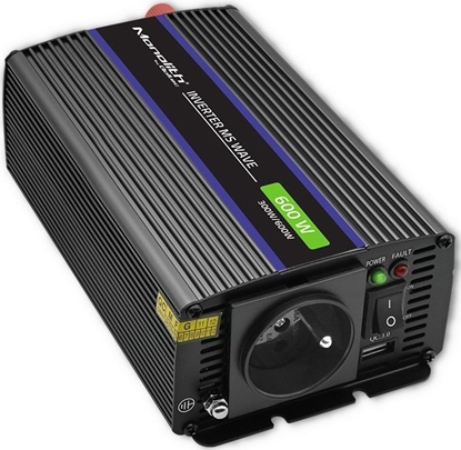 Изображение Przetwornica Qoltec Przetwornica napicia Monolith 600 MS Wave | 12V na 230V | 300/600W | USB