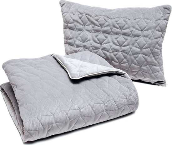 Picture of Pulp Pulp, Komplet pocieli pikowany, Gwiazdy jasnoszary,kocyk 80 x 100 cm, poduszka 35 x 45 cm