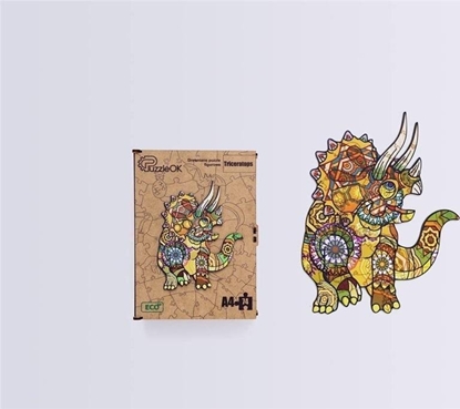 Attēls no PuzzleOK Puzzle drewniane eko 74 Triceratops A4