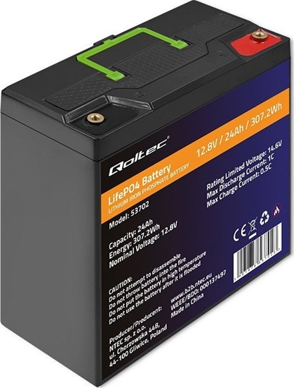 Picture of QOLTEC 53702 LiFePO4 battery / 24Ah