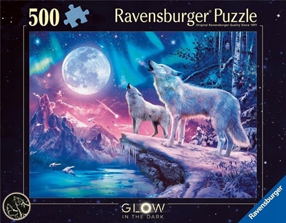 Picture of Ravensburger Puzzle 2D 500 ¦wiec±ce - Wilk w zorzy polarnej