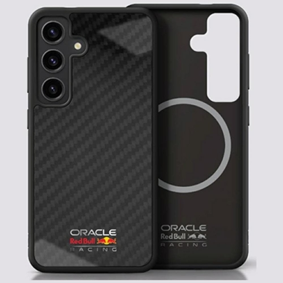 Picture of Red Bull Real Carbon Fiber Shiny Logo MagSafe Case for Samsung Galaxy S25 Black