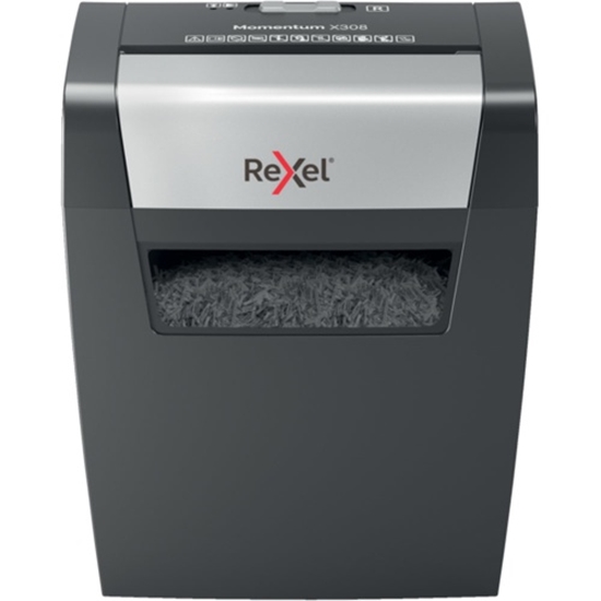 Picture of Rexel Momentum X308 Paper Shredder Particle-cut shredding 5x42mm P-3 15L, Grey/Black
