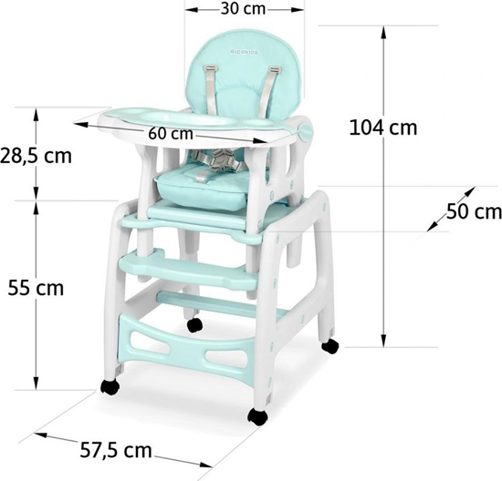 Picture of Ricokids Krzeseko do karmienia Sinco 5w1 turkusowe (7092)