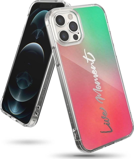 Изображение Ringke Ringke Fusion Design pancerne etui pokrowiec z elow ramk iPhone 12 Pro Max róowo-zielony (GNAP0028)