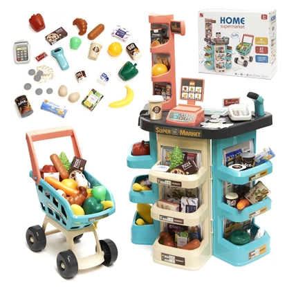 Attēls no RoGer Set "Supermarket" with cash register, shopping cart and accessories