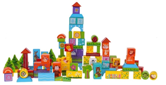 Изображение RoGer Wooden Animal Blocks Set 100pcs.