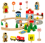 Attēls no RoGer Wooden station with train and accessories 50pcs.
