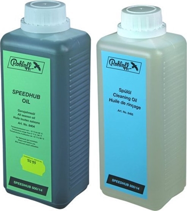 Attēls no Rohloff Zestaw do wymiany oleju w piacie ROHLOFF SPEEDHUB 500/14 (Olej caoroczny 1 litr + Olej czyszczcy 1 litr)