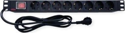 Picture of Roline PDU for Cabinet, 8x socket, 45°, 16A, with Switch, black, 2 m