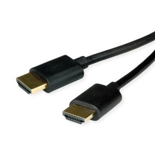 Picture of Roline HDMI High Speed Cable + Ethernet, Ultra Slim, M/M, black, 2 m