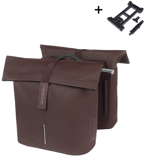 Picture of Sakwa miejska podwójna BASIL CITY DOUBLE PANNIER BAG MIK 28-32L, MIK System (ready to go), roasted brown (NEW 2025)