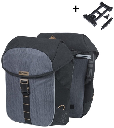 Picture of Sakwa miejska podwójna BASIL MILES TARPAULIN DOUBLE PANNIER BAG MIK 34L, MIK System (ready to go), 100% wodoodporna black slate (NEW 2025)