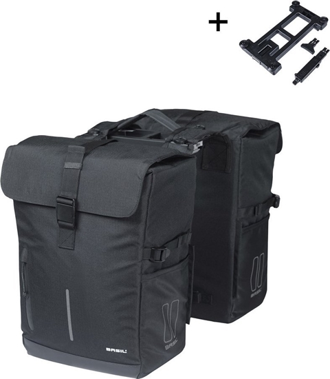 Picture of Sakwy BASIL MOVE DOUBLE BICYCLE BAG, MIK z adapterem do mocowania, 30L, Wodoodporna, Black (NEW 2025)