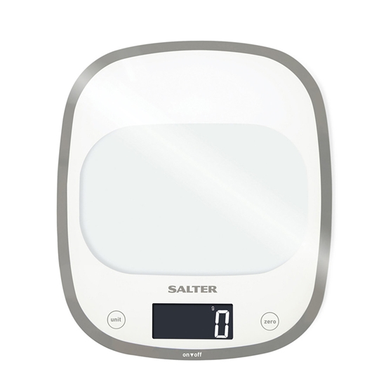 Изображение Salter 1050 WHDR White Curve Glass Electronic Digital Kitchen Scales