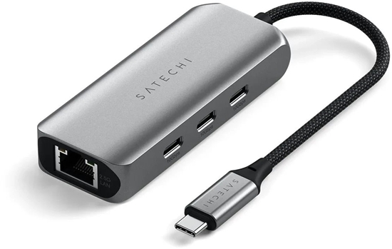 Picture of Satechi 4-In-1 USB-C Hub - hub do urzdze mobilnych USB-C (3x USB-C 3.2 gen2 10Gbps, 2.5 Gigabit Ethernet) (space gray)