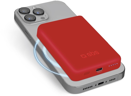 Picture of SBS TEBB5000MAG1CR bank mocy Litowo-polimerowy (LiPo) 5000 mAh Bezprzewodowe adowanie Czerwony