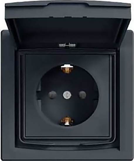 Picture of Schneider Electric ASFORA Gniazdo SCHUKO IP44 z ramk 1-krotne antracyt (EPH3100371)