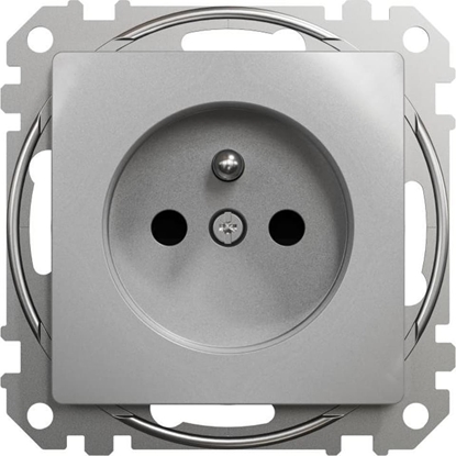 Picture of Schneider Electric Sedna Design, Gniazdo 2P+PE z przesonami (zaciski bezgwintowe), srebrne aluminium