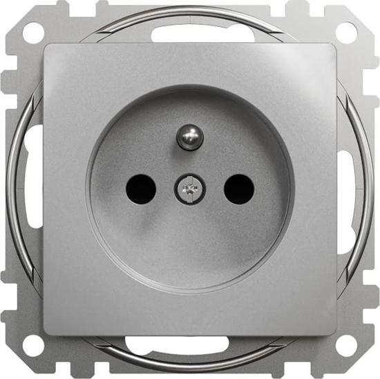 Picture of Schneider Electric Sedna Design, Gniazdo 2P+PE z przesonami (zaciski bezgwintowe), srebrne aluminium