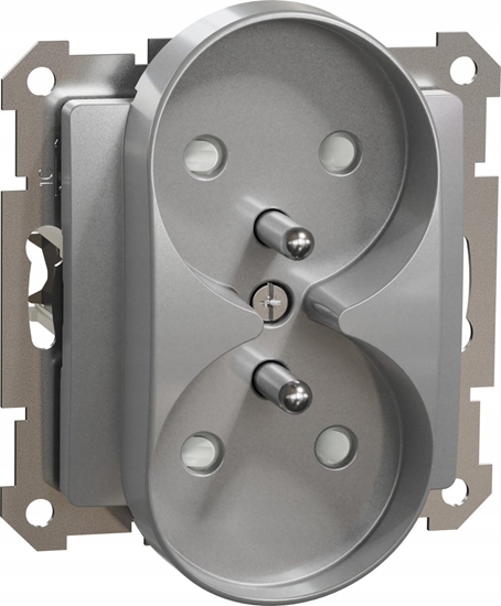 Picture of Schneider Electric Sedna Design, Gniazdo 2x2P+PE z przesonami do systemu ramkowego (do ramek Elements), srebrne aluminium