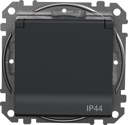 Picture of SCHNEIDERE Gniazdo schuko Schneider Sedna Design SDD214023 z przesonami IP44 czarny antracyt Design & Elements