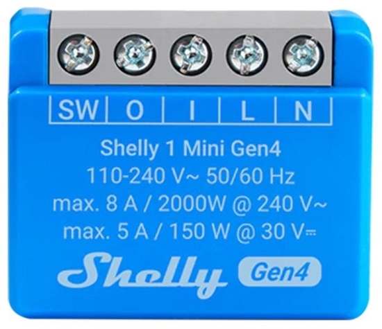 Picture of Shelly Relais "1 Mini Gen4" WLAN BT max. 8A 1 Kanal WLAN Matter Zigbee Bluetooth Unterputz