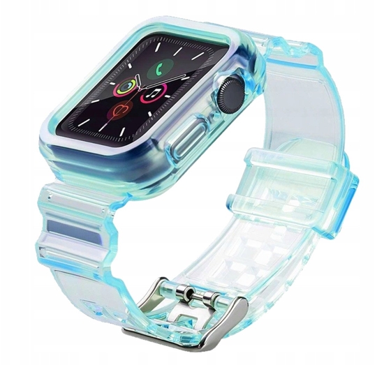 Изображение Silikonowa opaska pasek bransoleta bransoletka etui Strap Light Set do zegarka Apple Watch 38 mm - niebieska