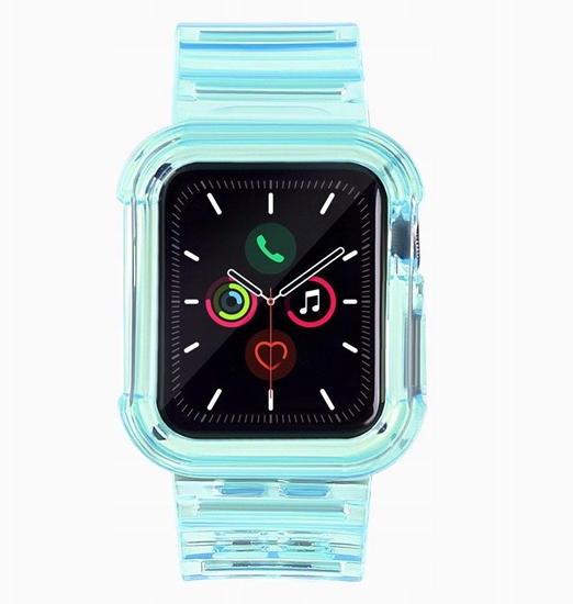 Изображение Silikonowa opaska pasek bransoleta bransoletka etui Strap Light Set do zegarka Apple Watch 42 mm - niebieska
