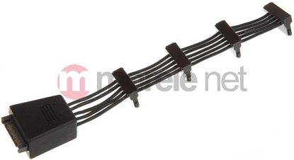 Изображение SilverStone SATA 15-pin - SATA 15-pin x4, 0.19m, Czarny (SSTCP06E4SATAIIAnschlusskabel)