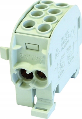 Attēls no Simet Blok rozdzielczy 1-potencjaowy czony 125A 2x4-35mm2, 2x2,5-25mm2 szary SCB 35-Cu 81504002