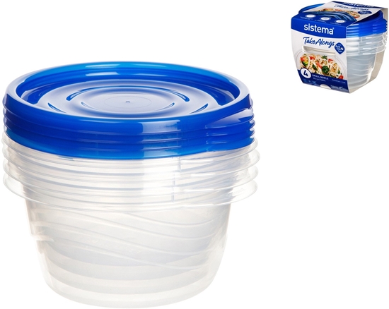 Picture of Sistema 760ml Small Bowl 4 Pack, Bowl, Round, 0.76 L, Blue, Transparent, Polypropylene (PP), New Zealand