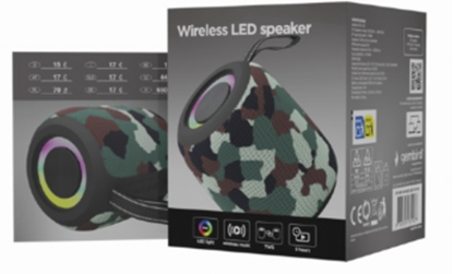 Изображение Skaļrunis Gembird Bluetooth LED Speaker SPK-BT-LED-05-CM Camo