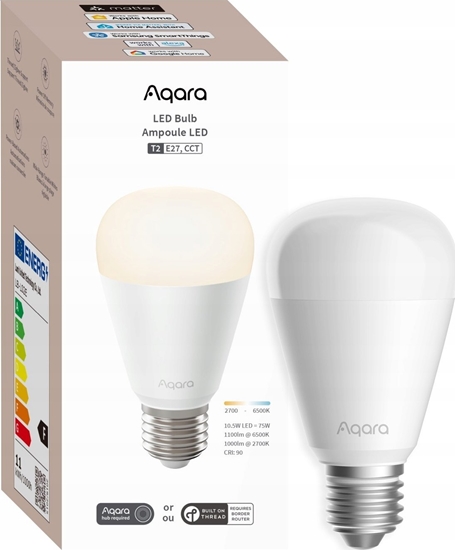 Picture of Smart Light Bulb|AQARA|Power consumption 10.5 Watts|Luminous flux 950 Lumen|6500 K|ZigBee|LB-L02E