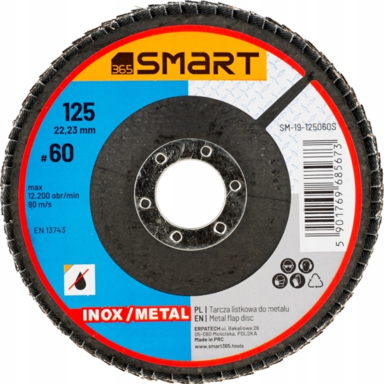 Изображение Smart tarcza listkowa inox/ metal 125mm gr 60 smart