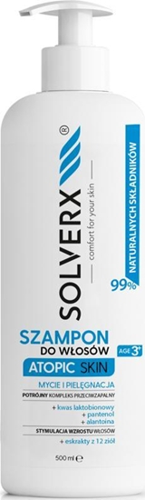 Picture of Solverx SOLVERX Atopic Skin Szampon do wosów - pielgnujcy i przeciwzapalny 500ml
