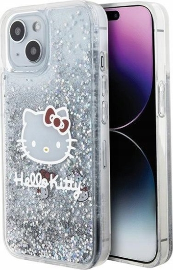 Picture of Sourcing Hello Kitty HKHCP14SLIKHET iPhone 14 / 15 / 13 6.1" silver/silver hardcase Liquid Glitter Charms Kitty Head