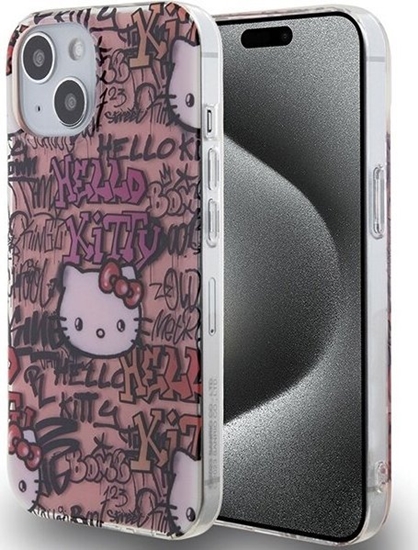 Picture of Sourcing Hello Kitty HKHCP15SHDGPTP iPhone 15 / 14 / 13 6.1" pink/pink hardcase IML Tags Graffiti