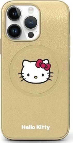 Picture of Sourcing Hello Kitty HKHMP14SPGHCKD iPhone 14 / 15 / 13 6.1" gold/gold hardcase Leather Kitty Head MagSafe